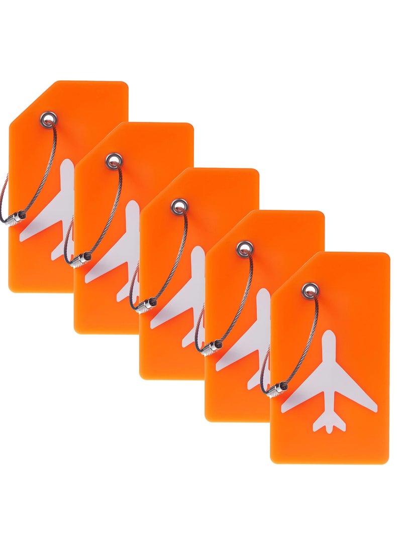 SYOSI 5 Pack Silicone Luggage Tag, With Name ID Card Quickly Spot Luggage Suitcase, Anti-lost Tag, Orange - Image 1