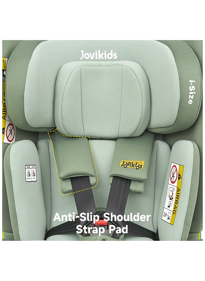 Jovikids - Rotating Ranger TT ISOFIX Car Seat 360° For Baby, 40 - 150 CM, 0 - 12 Years, ECE R129/E4 I-Size, Fixations ISOFIX, Top Tether - Green - Image 1