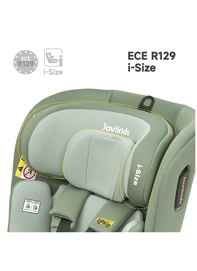 Jovikids - Rotating Ranger TT ISOFIX Car Seat 360° For Baby, 40 - 150 CM, 0 - 12 Years, ECE R129/E4 I-Size, Fixations ISOFIX, Top Tether - Green - Image 1