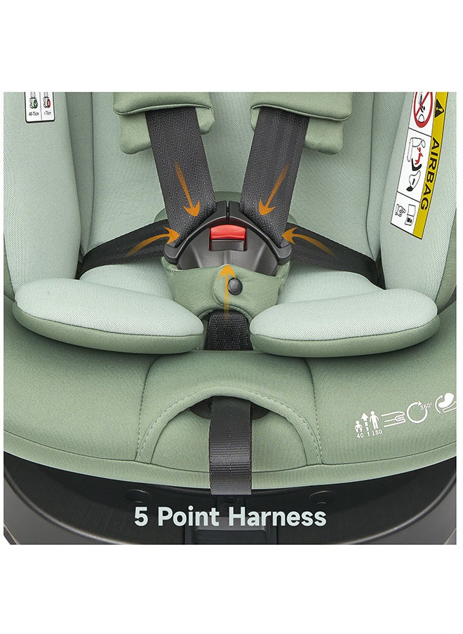 Jovikids - Rotating Ranger TT ISOFIX Car Seat 360° For Baby, 40 - 150 CM, 0 - 12 Years, ECE R129/E4 I-Size, Fixations ISOFIX, Top Tether - Green - Image 1