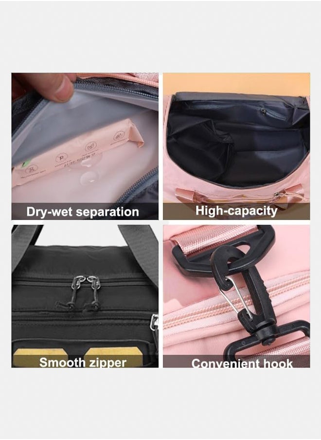 ماركة غير محددة Talha Gym Bag, Travel Bag Sport Duffel Bag with Wet Pocket, Gym Duffle Bag Foldable Men Women Travel Fitness Holdall Barrel Sports Overnight Weekender Bags for Gym Travel Swimming (pink)  - Image 3