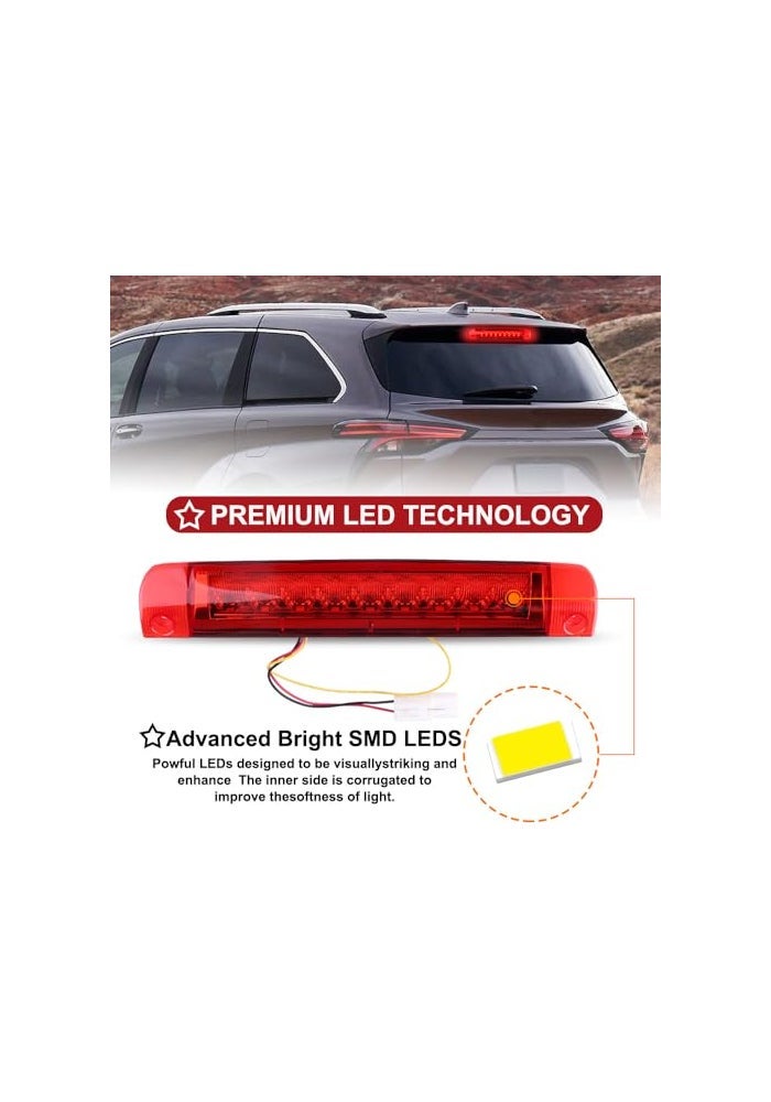 Nrgedzam 3rd Brake Light for 20082013 Toyota Highlander Tail High Mount 3rd Stop Reverse LED Lights For 20092013 Toyota Corolla S with Spoiler ONLY 20082020 Sequoia 20062012 RAV4Red Lens - Image 3