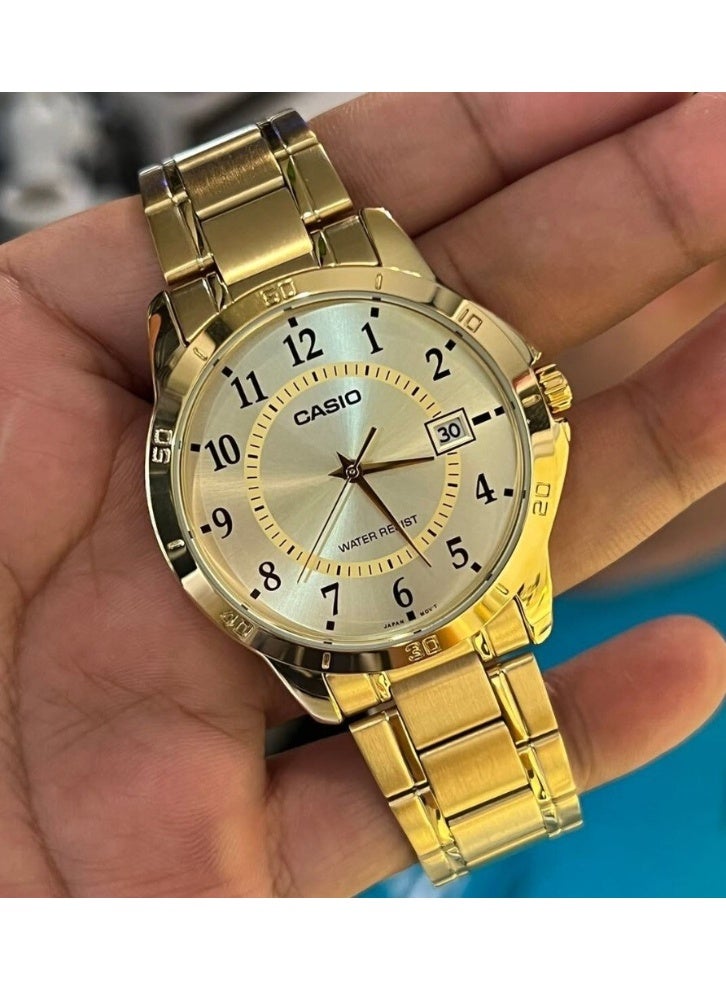 Casio MTP-V004G-9BUDF Men’s Analog Gold-Tone Stainless Steel Watch – Gold Dial, Date Display, Water Resistant - Image 4