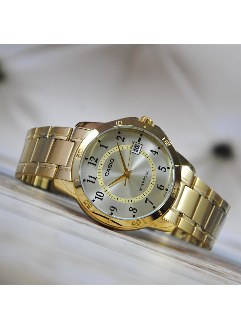 Casio MTP-V004G-9BUDF Men’s Analog Gold-Tone Stainless Steel Watch – Gold Dial, Date Display, Water Resistant - Image 3