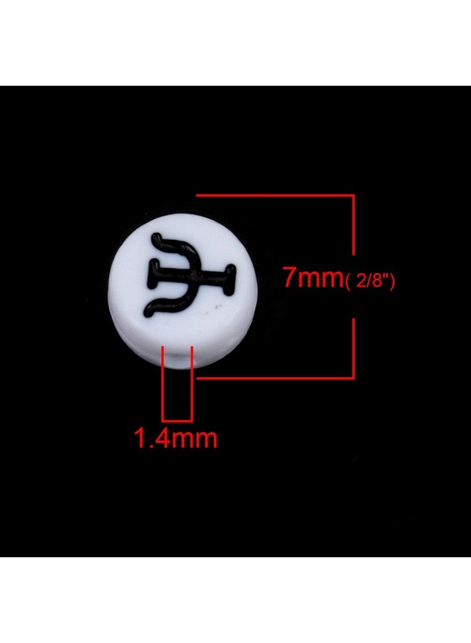 JGFinds 200 Pack Greek Alphabet Letter Beads 7Mm Flat Round With 1.4Mm Hole (White) - Image 2