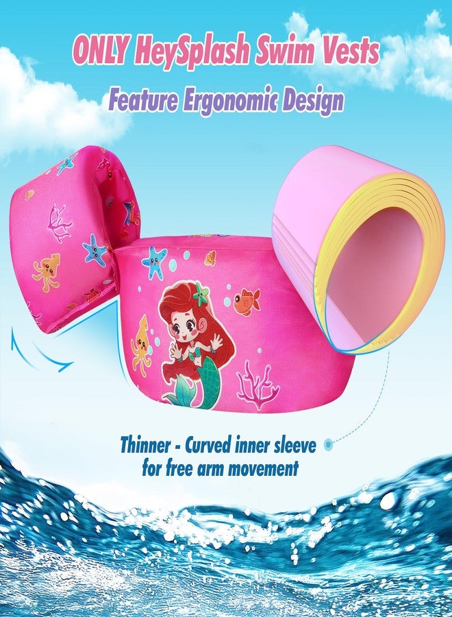 HeySplash Kids Swimming Vest, Toddler Floaties Fit 22-44 Lbs, Puddle Kids Jumper with Adjustable Strap, Swim Jacket Water Wing Baby Arm Floats,Sea Beach Swim Aid for 1-6 Years, Magenta Mermaid - Image 2