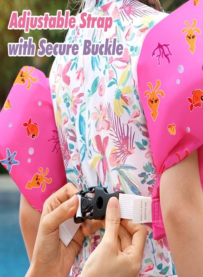 HeySplash Kids Swimming Vest, Toddler Floaties Fit 22-44 Lbs, Puddle Kids Jumper with Adjustable Strap, Swim Jacket Water Wing Baby Arm Floats,Sea Beach Swim Aid for 1-6 Years, Magenta Mermaid - Image 4