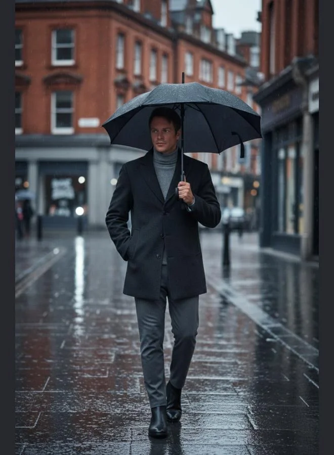 بوراتي معطف كشمير رجالي بياقة مفتوحة وبطانة بقصة ضيقة من بوراتي