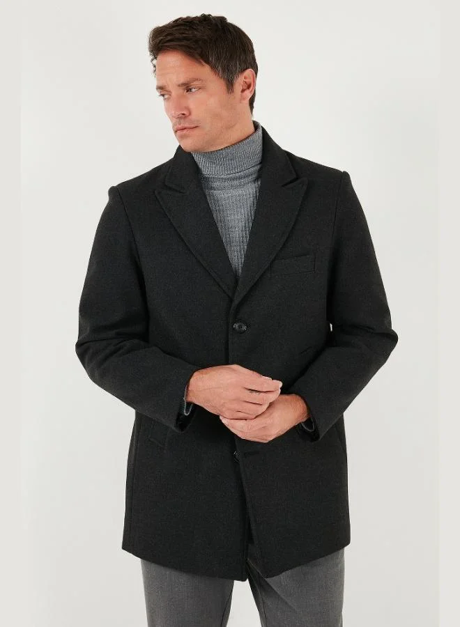 بوراتي معطف كشمير رجالي بياقة مفتوحة وبطانة بقصة ضيقة من بوراتي