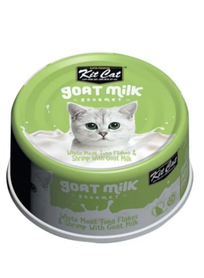 Kit Cat Wet cat food with white meat and shrimp tuna flavored with goat milk 6 packs with a weight of 70 grams - Image 2