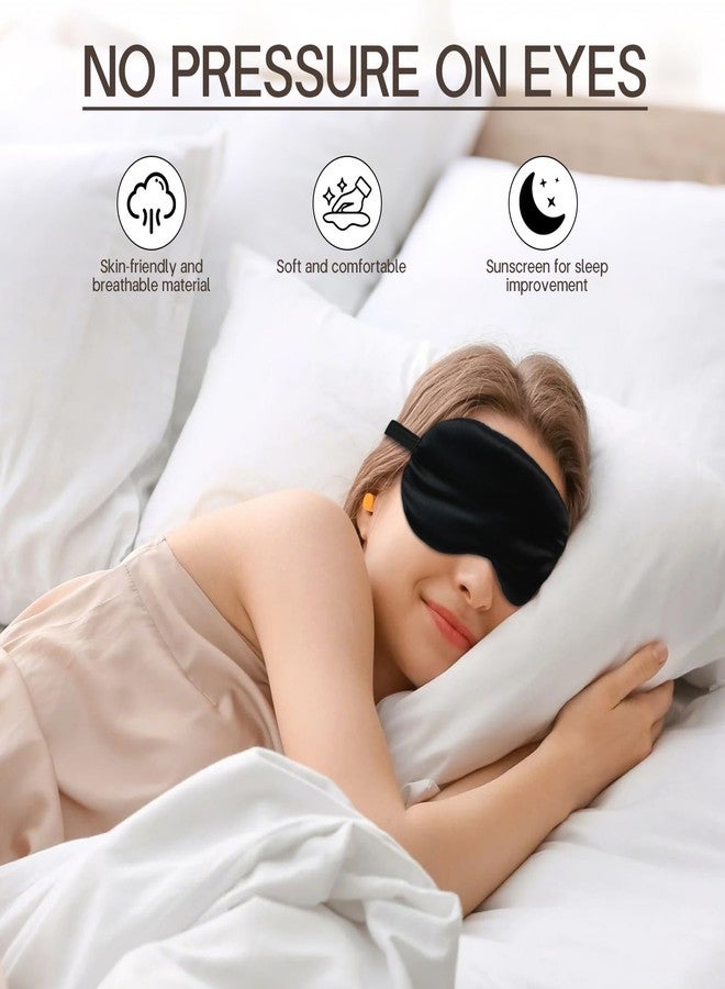 GLSMSLP Silk Sleep Mask 2‑Pack, Mulberry Silk Eye Mask (1 Black +1 Navy Blue) with 2 Pairs Foam Earplugs & Storage Cases, Soft Light‑Blocking Blindfold for Sleep Nap Travel - Image 4
