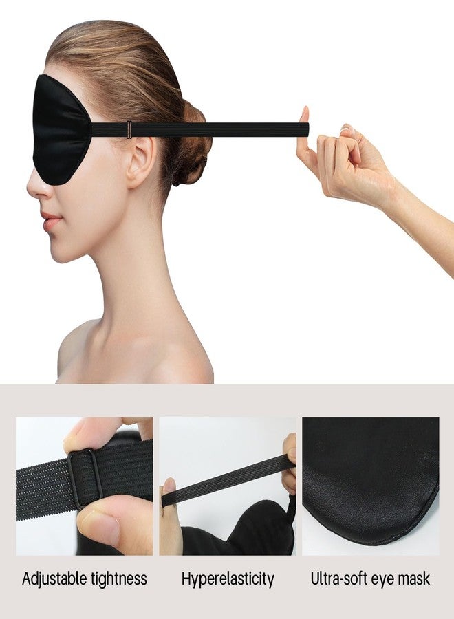 GLSMSLP Silk Sleep Mask 2‑Pack, Mulberry Silk Eye Mask (1 Black +1 Navy Blue) with 2 Pairs Foam Earplugs & Storage Cases, Soft Light‑Blocking Blindfold for Sleep Nap Travel - Image 1