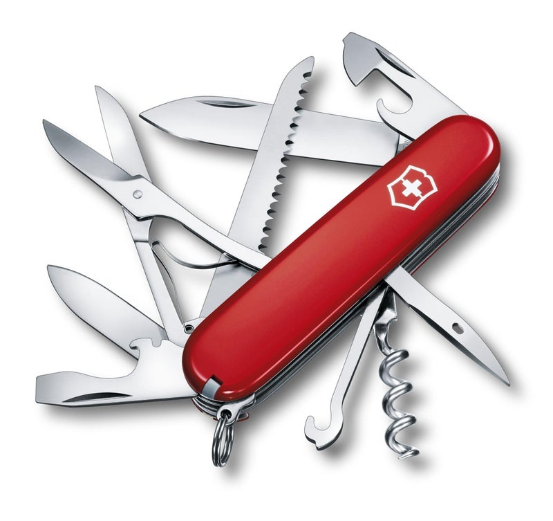 Victorinox Huntsman Swiss Army Knife, 15 Functions, Swiss Made Pocket Knife with Large Blade, Screwdriver, Scissors and Wood Saw - Red - Image 1