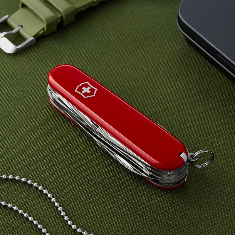 Victorinox Huntsman Swiss Army Knife, 15 Functions, Swiss Made Pocket Knife with Large Blade, Screwdriver, Scissors and Wood Saw - Red - Image 2