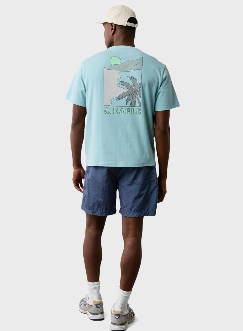 American Eagle Embroidered Graphic Crew Neck T-Shirt