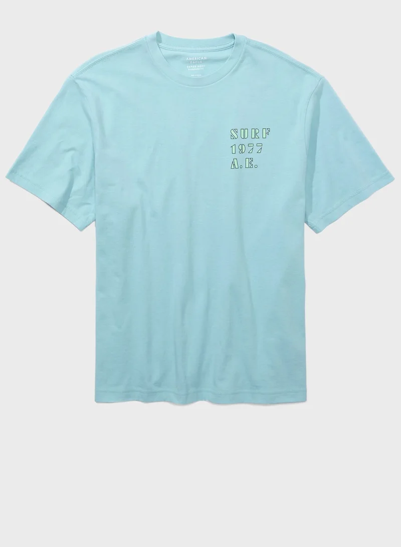 American Eagle Embroidered Graphic Crew Neck T-Shirt