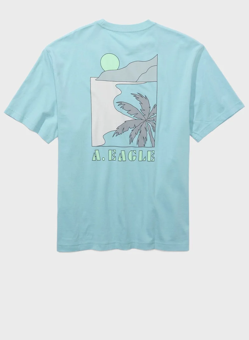 American Eagle Embroidered Graphic Crew Neck T-Shirt