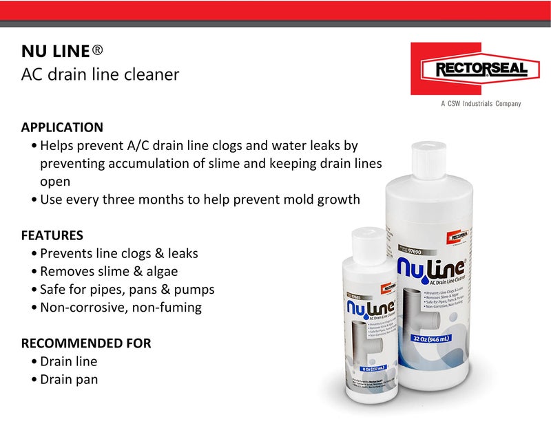Rectorseal FAST SHIPPING! (4)-Pack NuLine HVAC Condensate Nu-Line Drain Cleaner , 8 ounce - Image 2