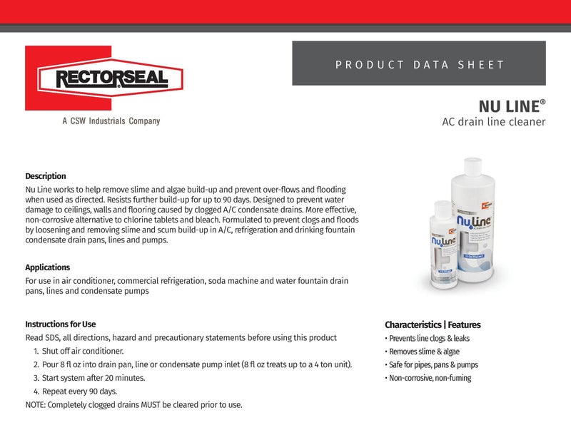 Rectorseal FAST SHIPPING! (4)-Pack NuLine HVAC Condensate Nu-Line Drain Cleaner , 8 ounce - Image 3