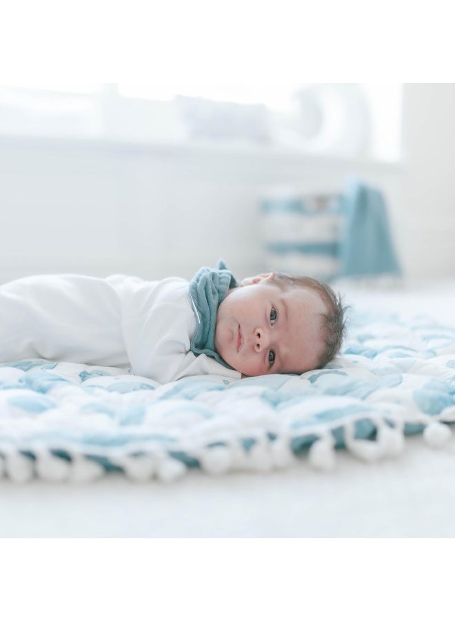 Crane Baby Activity Mat, Baby Play Mat Whale Print, Ocean Nursery Decor for Boys & Girls, Infant Tummy Time Floor, Ocean Nursery Decor, 40" x 40" - Image 4