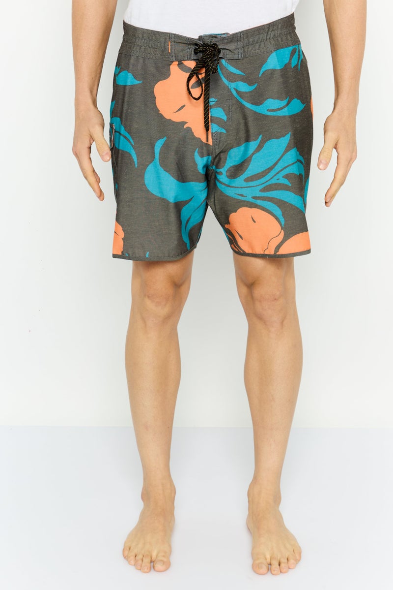 QUIKSILVER Men Allover Print Drawstring Board Shorts, Grey  - Image 1
