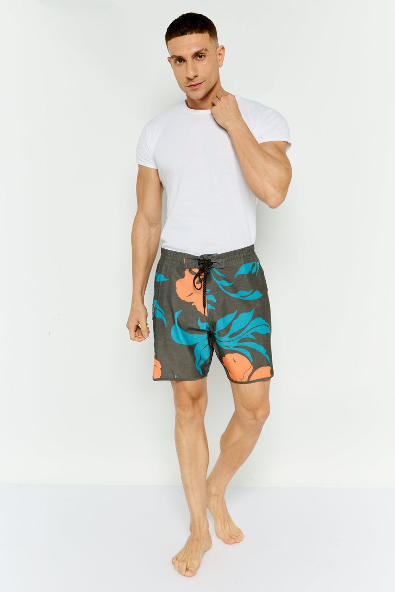 QUIKSILVER Men Allover Print Drawstring Board Shorts, Grey  - Image 2