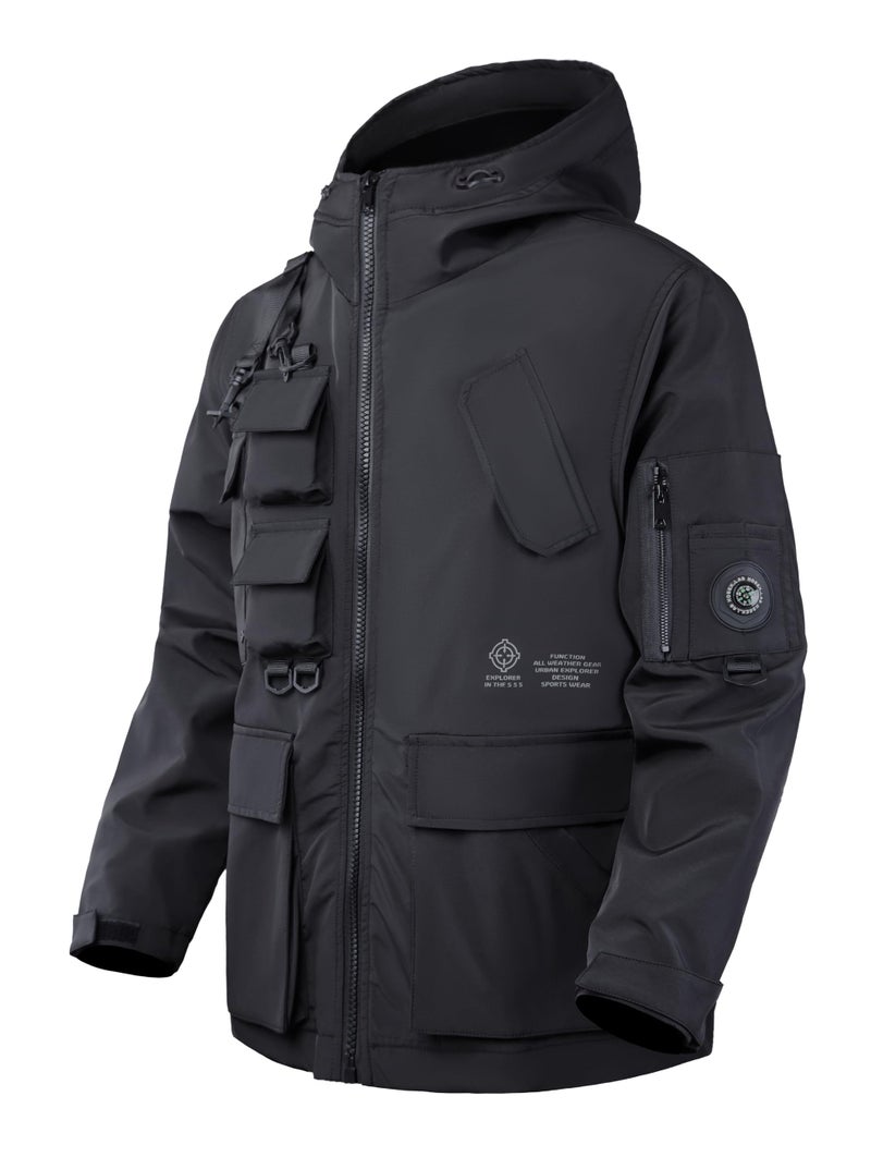 Niepce Inc Techwear Zip Up Windbreaker Jackets for Men (Black8, Medium) - Image 5