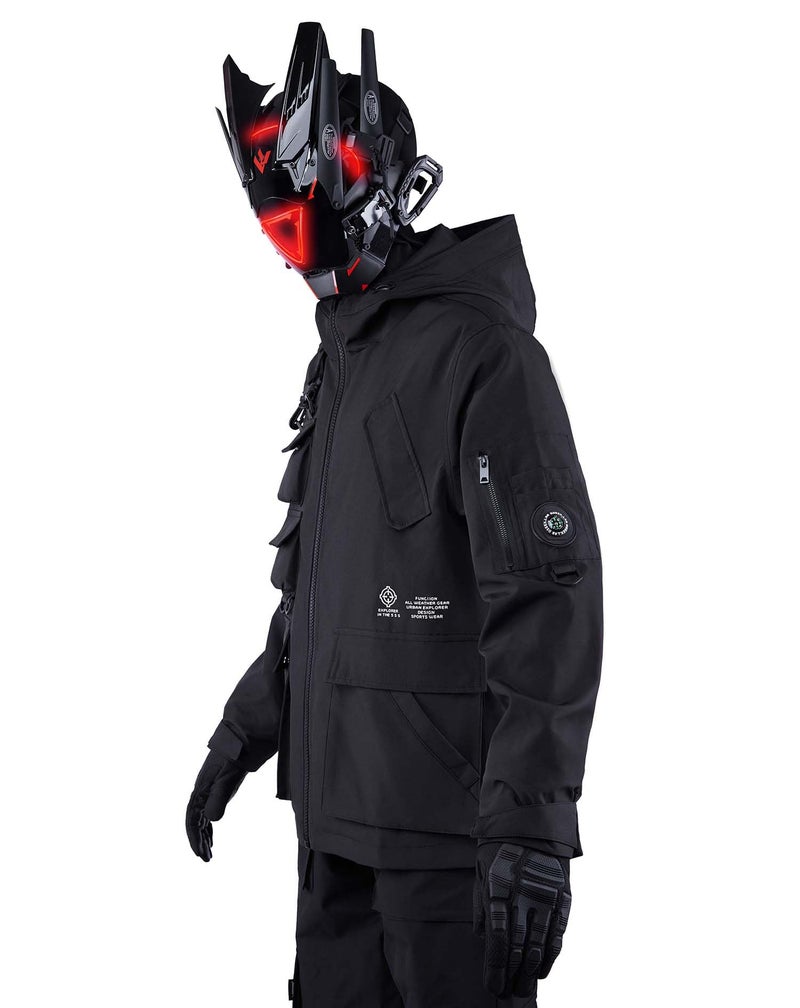 Niepce Inc Techwear Zip Up Windbreaker Jackets for Men (Black8, Medium) - Image 2