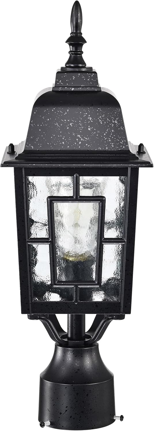 Nuvo مصباح عمود خارجي من نوفو 604929 بانيان مع زجاج مائي شفاف 1725 × 613 بوصة باللون الأسود الملمس - Image 2
