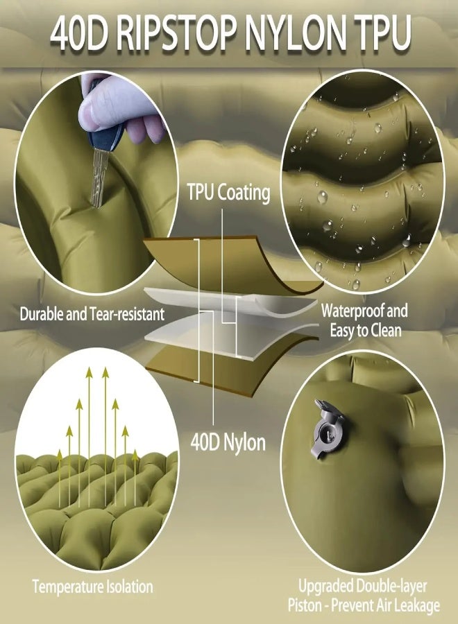 AROAQ Ultralight Inflatable Camping Sleeping Pad with Built-in Pillow & Foot Pump – 200x140cm, Waterproof, Connectable, Compact Air Mattress for Hiking, Travel, and Outdoor Use - Image 5