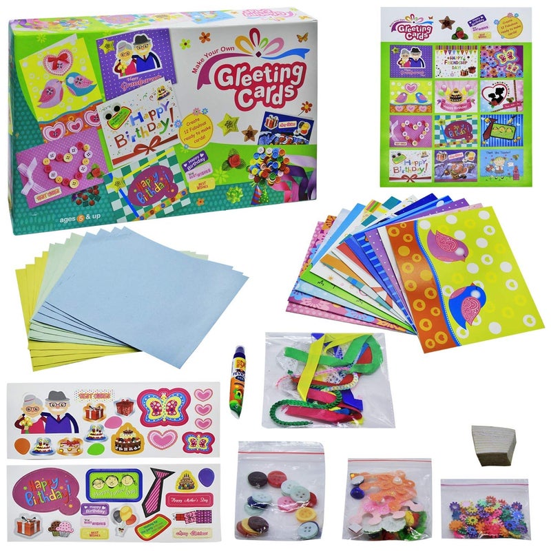 PEZYOX Make Your own Greeting Cards Craft Kit for Kids Create 12 Fabolous Ready to Make Cards DIY Do it Yourself Buy Online Gift Item