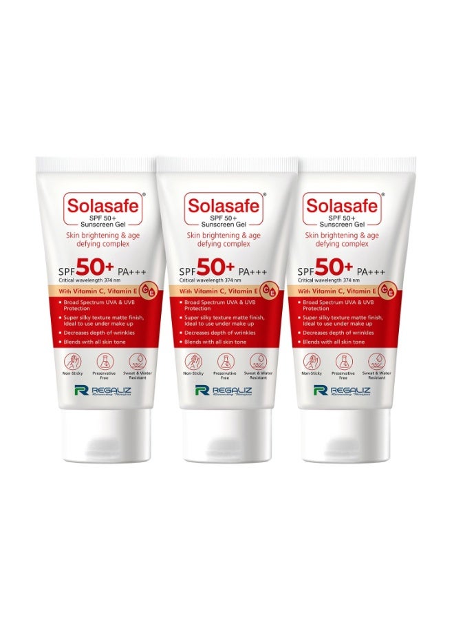 Regaliz Sunscreen SPF 50+ | Broad-Spectrum UVA & UVB Protection | Water-Resistant, Lightweight, and Non-Greasy Formula | 50 g Pack of 3 - Image 1