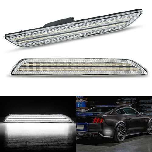 Bestview LED Rear Side Marker Lights Accessories for Ford Mustang 20152022 Dual Rows White Rear Fender Bumper side Marker Lamps Kit AssemblyClear Lens2PCS - Image 3