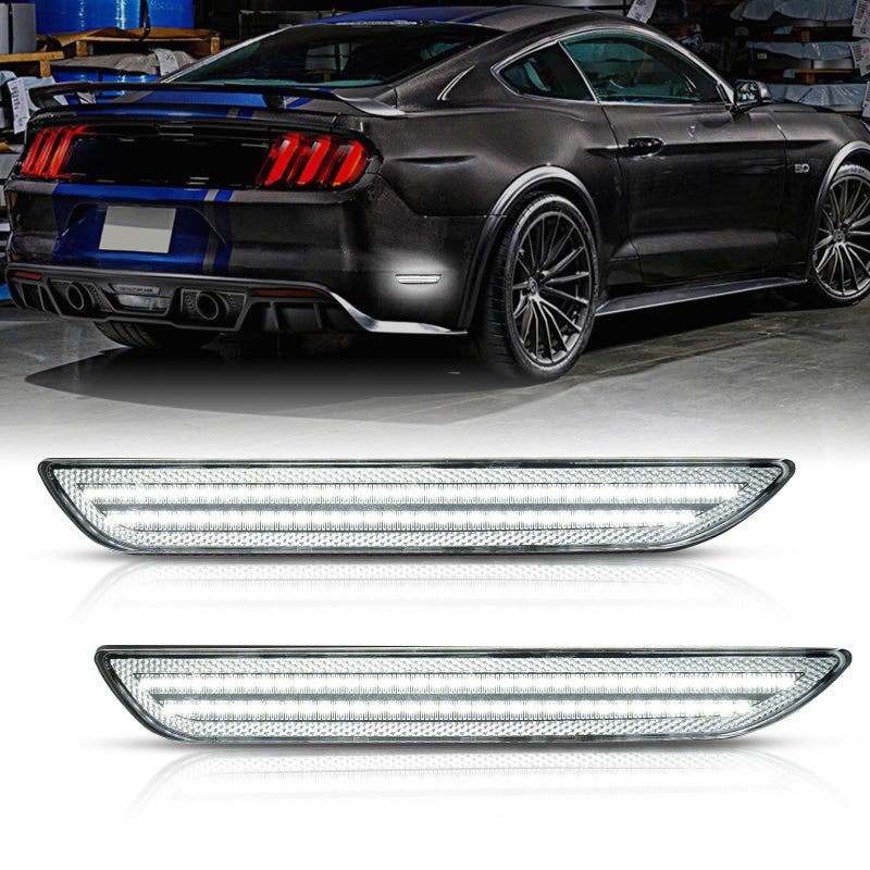 Bestview LED Rear Side Marker Lights Accessories for Ford Mustang 20152022 Dual Rows White Rear Fender Bumper side Marker Lamps Kit AssemblyClear Lens2PCS - Image 2