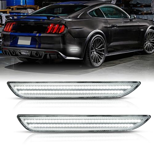 Bestview LED Rear Side Marker Lights Accessories for Ford Mustang 20152022 Dual Rows White Rear Fender Bumper side Marker Lamps Kit AssemblyClear Lens2PCS - Image 1