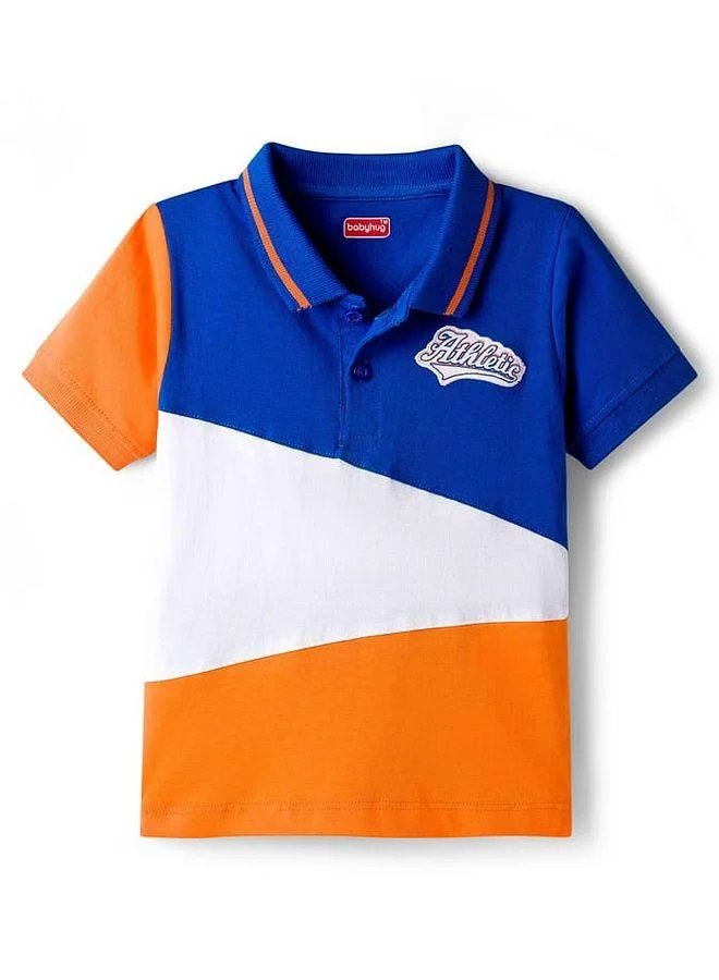 Babyhug Babyhug Cotton Knit Half Sleeves Polo T-Shirt with Athletic Patch - Multicolor
