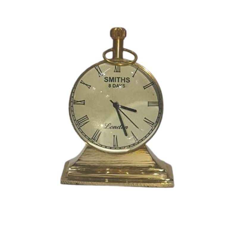 brassTable Clock Style Office Home Decor Handicrafts Items Vintage Collection Brass Table Clock Top Decorative Trophy Clock Antique Decorative Office Gift Home Decor Table Clock self Clock  - Image 4