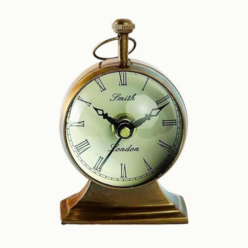 brassTable Clock Style Office Home Decor Handicrafts Items Vintage Collection Brass Table Clock Top Decorative Trophy Clock Antique Decorative Office Gift Home Decor Table Clock self Clock  - Image 1