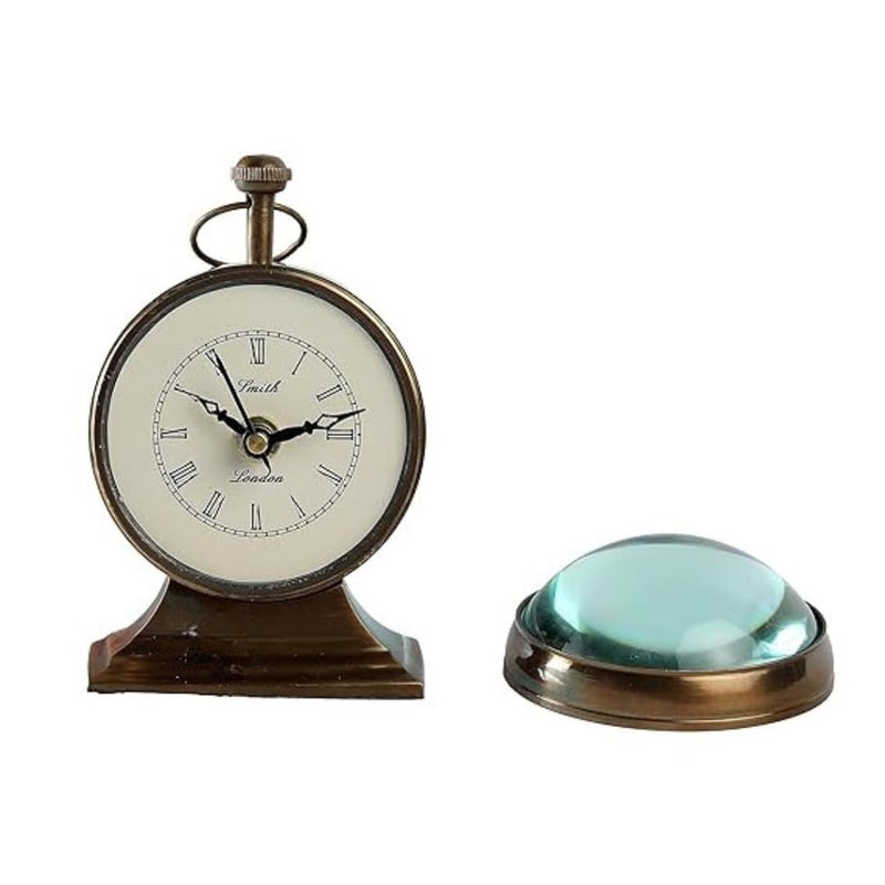 brassTable Clock Style Office Home Decor Handicrafts Items Vintage Collection Brass Table Clock Top Decorative Trophy Clock Antique Decorative Office Gift Home Decor Table Clock self Clock  - Image 5