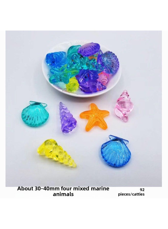 Color Spinning Top Children's Toy Set 3A Acrylic Healthy Durable Material Cartoon Animal Handmade Jewelry-Color:Mixed Color Four-in-one Shell (92/kg) - Image 1