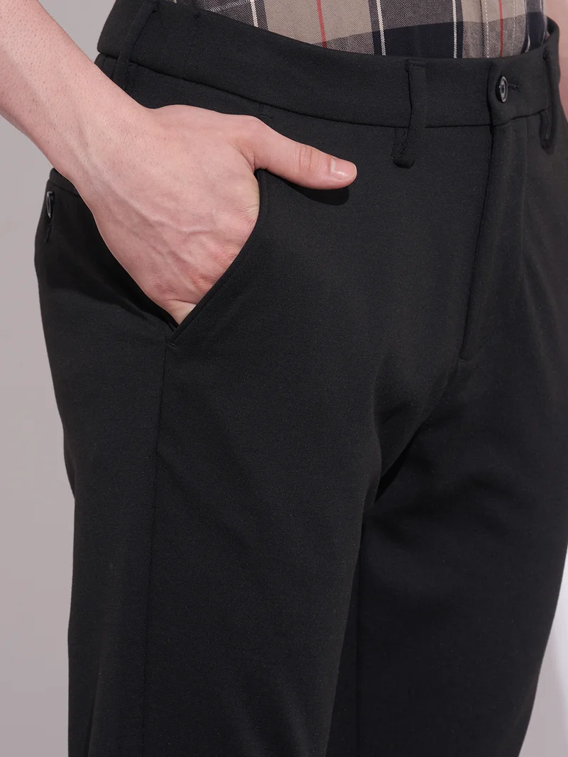 Being Human BLACK Men Slim Fit Mid-Rise Plain Chinos Trousers for Men | Best Price UAE