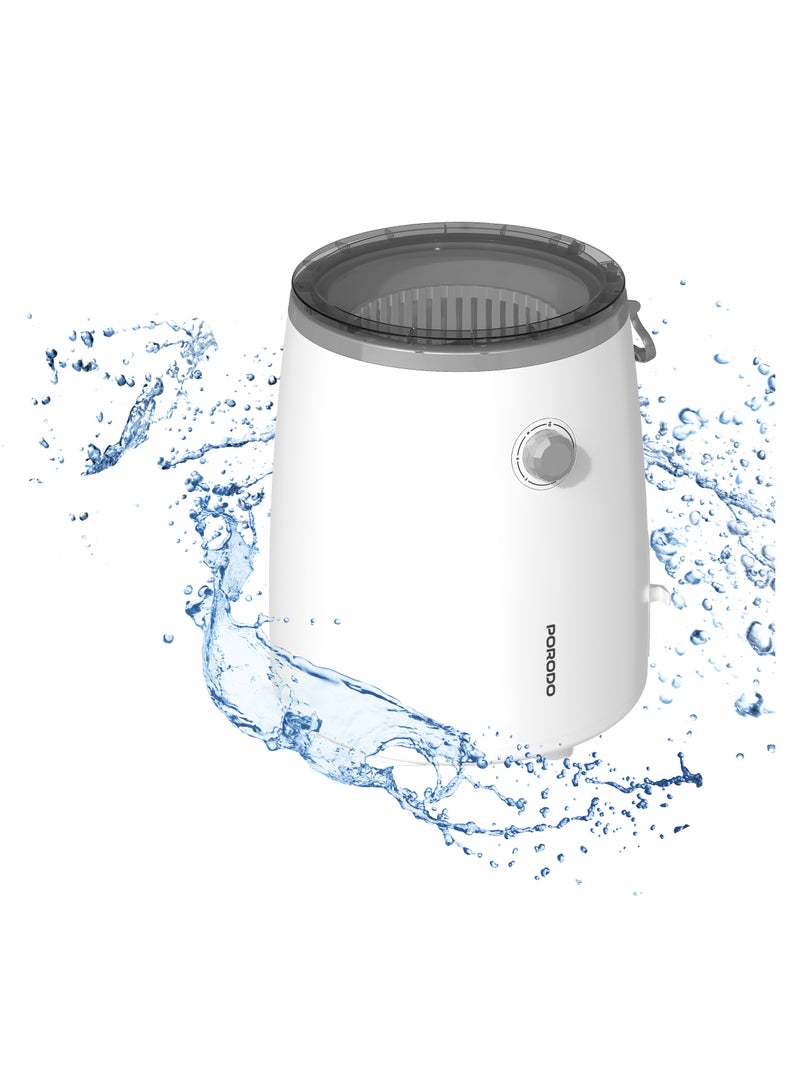 porodo Portable Mini Washing Machine / 2in1 Washer Dryer / Power Efficiency / Gentle Wash Cycle / Knob Control - White - Image 2