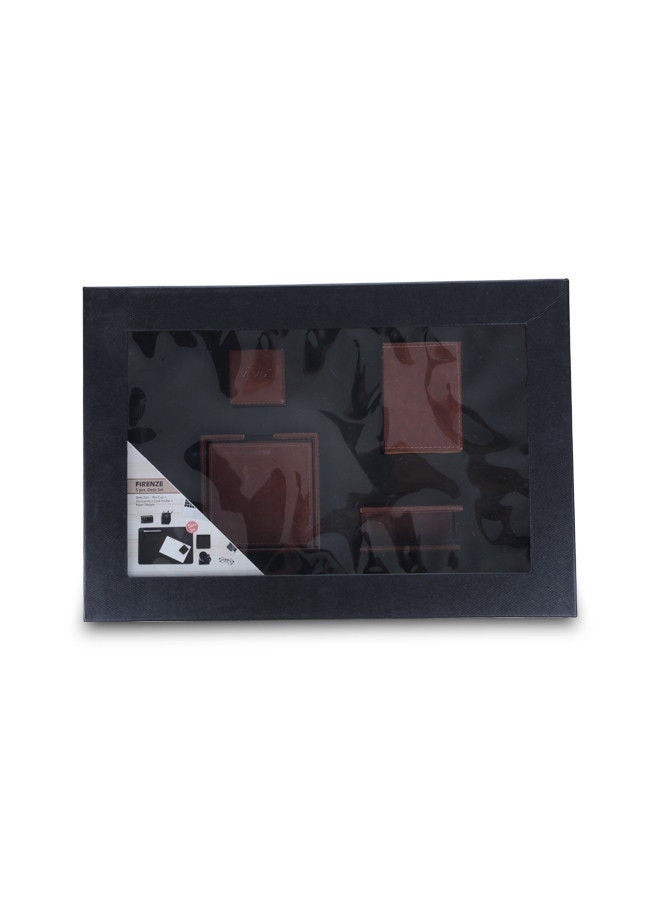 Executive 5-Piece Desk Organizer Set – Artificial Leather Office Accessories with Desk Pad, Pen Holder, Tea Coaster, Card Holder, and Paperweight - Image 1