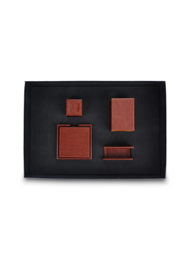 Executive 5-Piece Desk Organizer Set – Artificial Leather Office Accessories with Desk Pad, Pen Holder, Tea Coaster, Card Holder, and Paperweight - Image 2