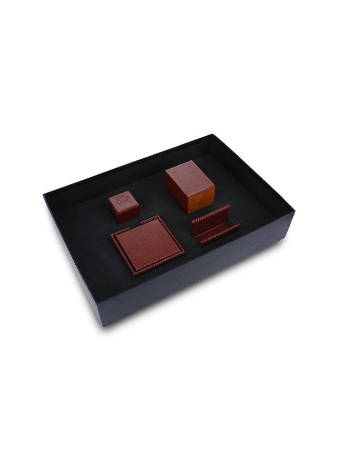 Executive 5-Piece Desk Organizer Set – Artificial Leather Office Accessories with Desk Pad, Pen Holder, Tea Coaster, Card Holder, and Paperweight - Image 4