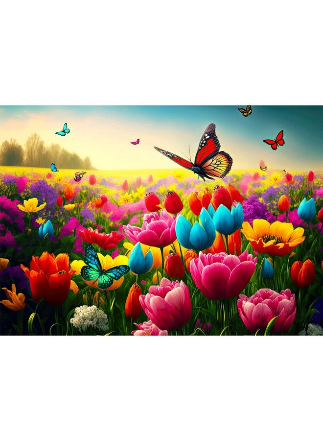 HUADA TOY Jigsaw Puzzles For Adults 1000 Piece Jigsaw Puzzles For Adults Challenging Game Butterfly Puzzle With Letters On Back（Butterfly And Flower） - Image 1