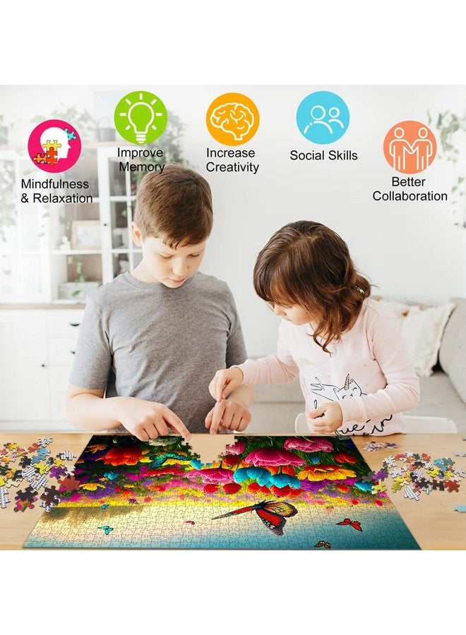HUADA TOY Jigsaw Puzzles For Adults 1000 Piece Jigsaw Puzzles For Adults Challenging Game Butterfly Puzzle With Letters On Back（Butterfly And Flower） - Image 4