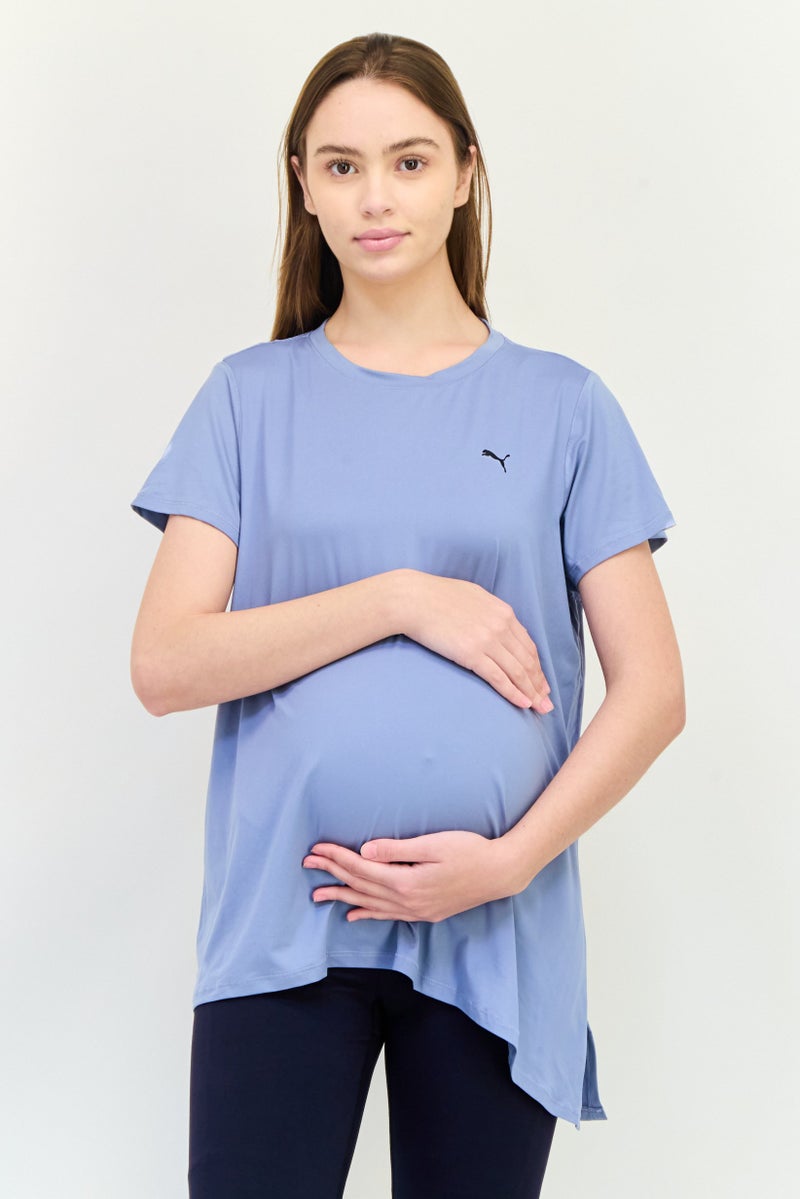 PUMA Maternity Studio Oversized Fit Short Sleeve Outdoor T-Shirt, Light Slate Blue  - Image 1