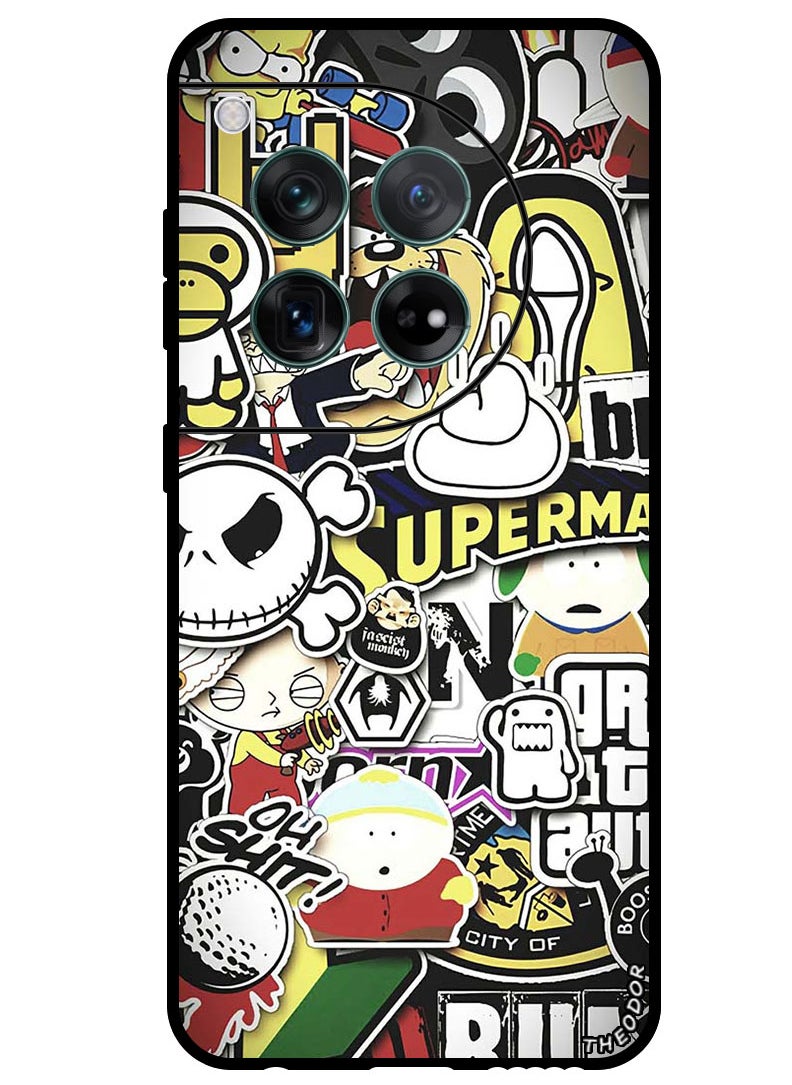 Theodor - Protective Case Anti Scratch Shock Proof Bumper Cover For OnePlus 12 Cartoon Collage - Image 1