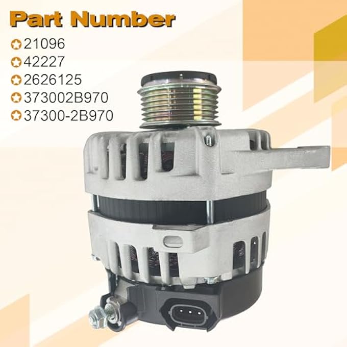 DYRDINSHOW Alternator for Hyundai Accent L4 1.6L 2018-2019, for Kia Soul Rio Seltos L4 1.6L 2017-2021, 130A 12V CW 6-Groove Clutch Pulley, Replace# 373002B970 2626125 - Image 2